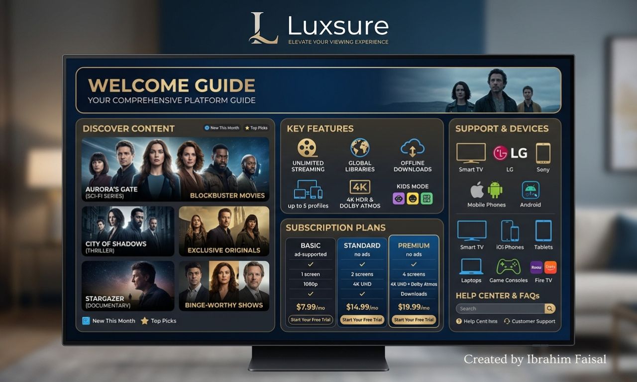 Luxsure TV online streaming platform displayed on a smart television