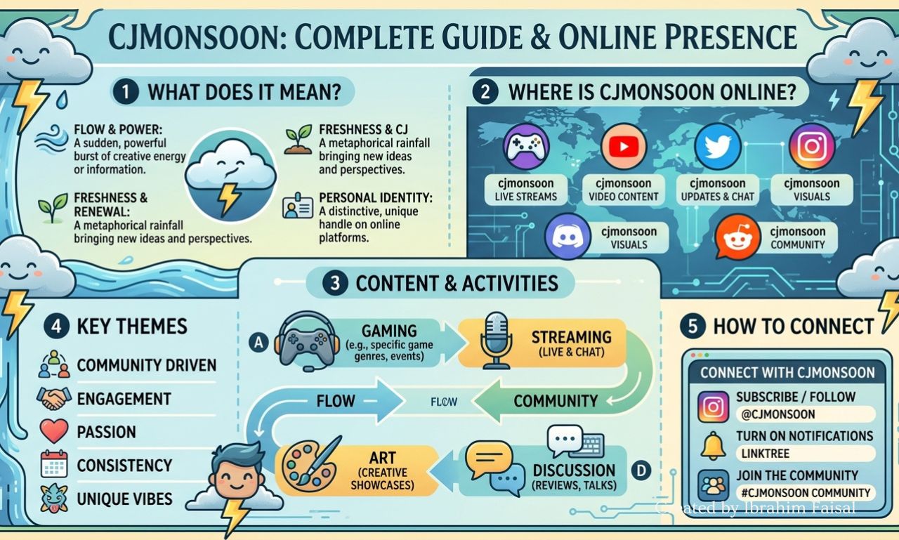 Cjmonsoon logo or website displayed on a modern digital background