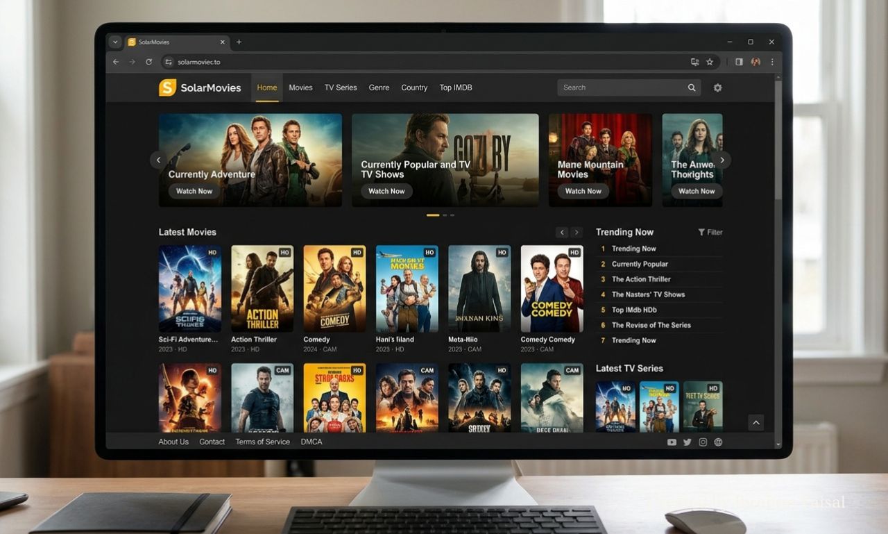 SolarMovies.to homepage displaying movies and TV shows.